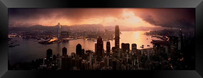 Hong Kong the peak cityscape skyline at sunrise Framed Print by Sonny Ryse
