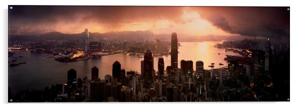 Hong Kong the peak cityscape skyline at sunrise Acrylic by Sonny Ryse