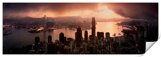 Hong Kong the peak cityscape skyline at sunrise Print by Sonny Ryse