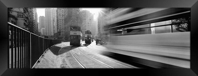 Hong Kong island trams black and white Framed Print by Sonny Ryse