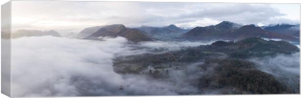 Cat Bells and Derwentwater on a misty winter morning Lake Distri Canvas Print by Sonny Ryse