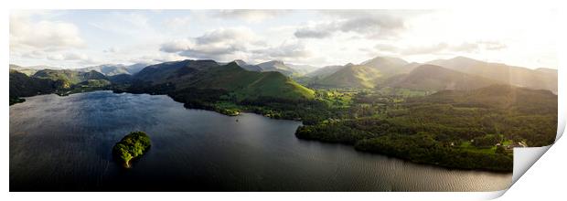 Derwentwater and Catbells Aerial in the Lake District Print by Sonny Ryse