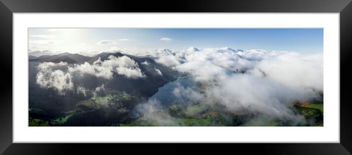 Crummock Water from above the lake district aerial Framed Mounted Print by Sonny Ryse