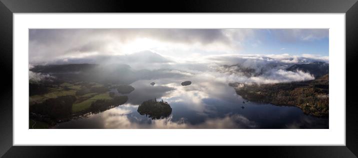 Misty Derwentwater Aerial Lake District Framed Mounted Print by Sonny Ryse