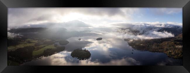 Misty Derwentwater Aerial Lake District Framed Print by Sonny Ryse