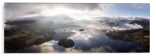 Misty Derwentwater Aerial Lake District Acrylic by Sonny Ryse