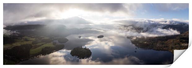 Misty Derwentwater Aerial Lake District Print by Sonny Ryse