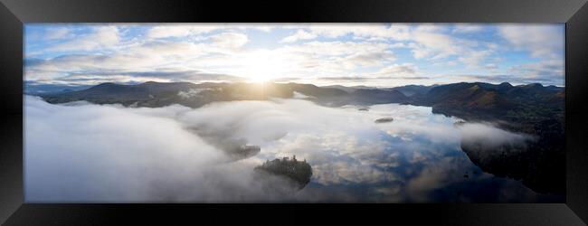 Misty derwenwater from above lake district Framed Print by Sonny Ryse