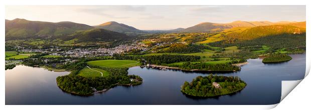 Derwentwater and Keswick Aerial the Lake District Print by Sonny Ryse