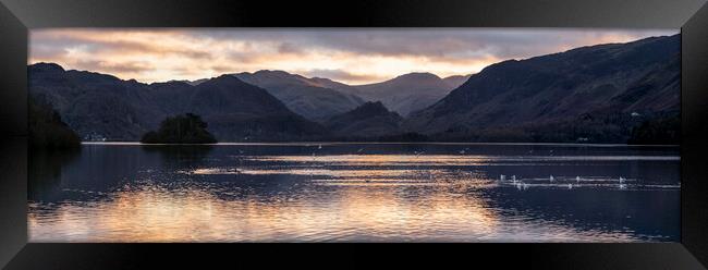 Derwentwater sunet the lake district Framed Print by Sonny Ryse