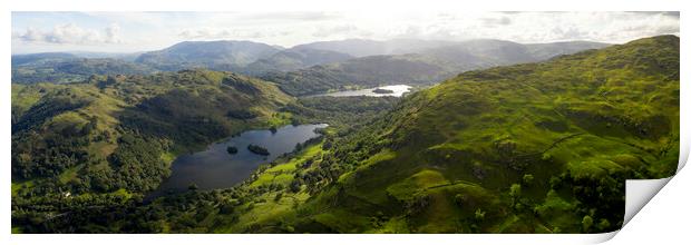 Rydal water in the lake district Aerial Print by Sonny Ryse