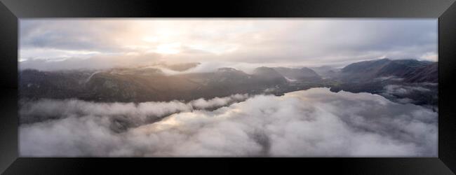Dewentwater covered in fog at sunrise Framed Print by Sonny Ryse