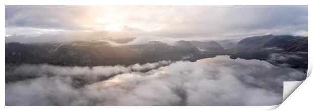 Dewentwater covered in fog at sunrise Print by Sonny Ryse