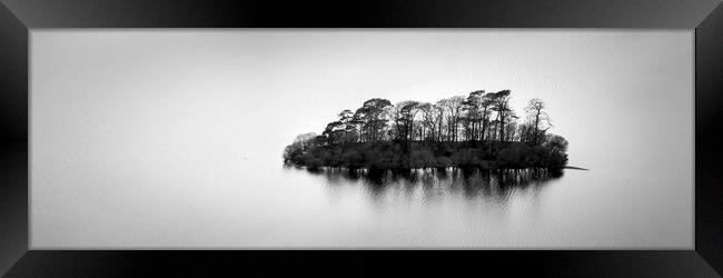 Black and white Derwentwater island lake district Framed Print by Sonny Ryse