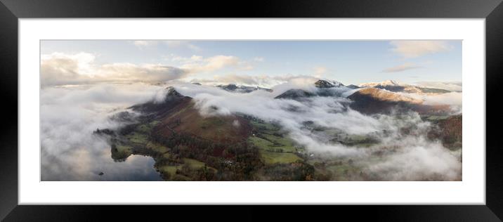 Derwentwater and catbells clould inversion aerial lake district Framed Mounted Print by Sonny Ryse