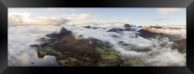 Derwentwater and catbells clould inversion aerial lake district Framed Print by Sonny Ryse