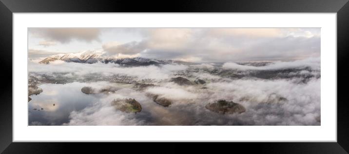 Derwentwater covered in mist lake district Framed Mounted Print by Sonny Ryse