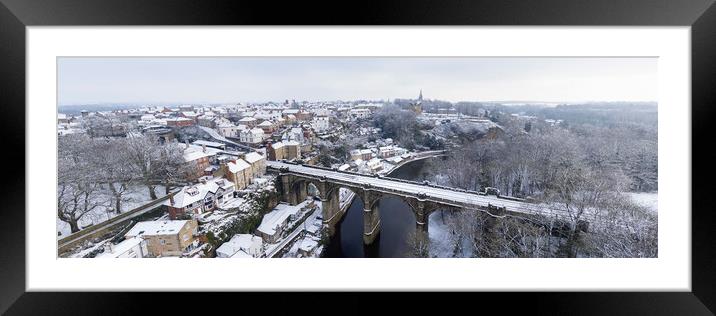 Knaresborough viaduct aerial covered in snow Framed Mounted Print by Sonny Ryse