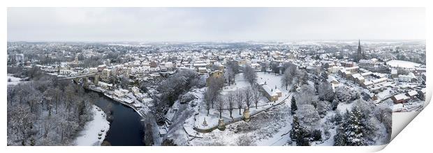 Knaresborough aerial covered in snow Print by Sonny Ryse
