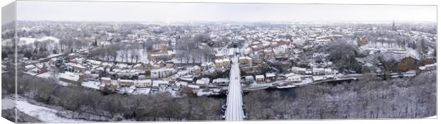 Knaresborough viaduct aerial covered in snow Canvas Print by Sonny Ryse
