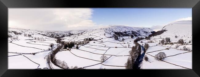 Muker Aerial in winter Swaledale Yorkshire dales 2 Framed Print by Sonny Ryse