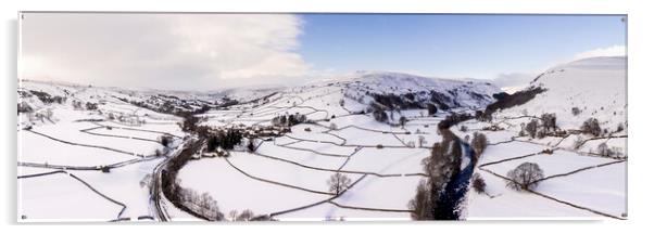 Muker Aerial in winter Swaledale Yorkshire dales 2 Acrylic by Sonny Ryse