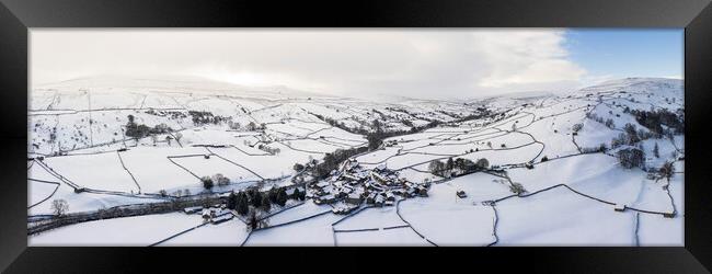 Muker Aerial in winter Swaledale Yorkshire dales Framed Print by Sonny Ryse