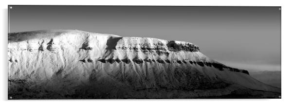 Pen-y-ghent in winter black and white Acrylic by Sonny Ryse