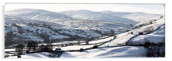 Thwaite in winter Swaledale Yorkshire Dales black and white Acrylic by Sonny Ryse
