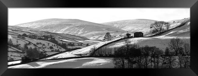 Thwaite in winter Swaledale Yorkshire Dales black and white Framed Print by Sonny Ryse