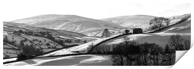 Thwaite in winter Swaledale Yorkshire Dales black and white Print by Sonny Ryse