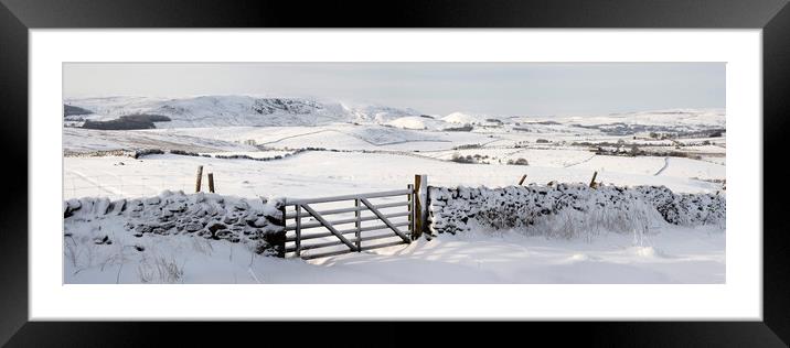 Wharfedale covered in snow in winter Yorkshire Dales Framed Mounted Print by Sonny Ryse