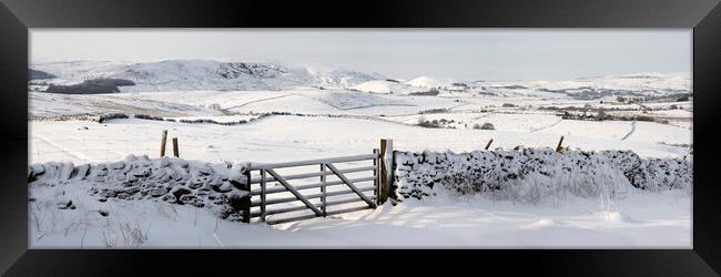 Wharfedale covered in snow in winter Yorkshire Dales Framed Print by Sonny Ryse