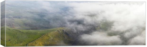Winnats pass peak district misty aerial 2 Canvas Print by Sonny Ryse