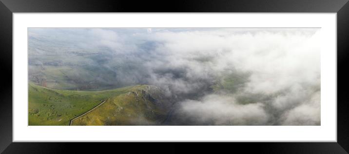 Winnats pass peak district misty aerial 2 Framed Mounted Print by Sonny Ryse
