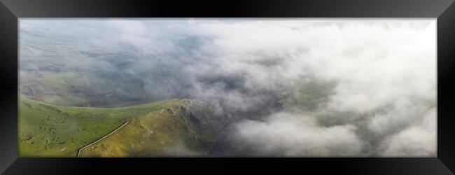 Winnats pass peak district misty aerial 2 Framed Print by Sonny Ryse