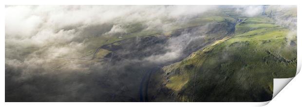 Winnats pass peak district misty aerial Print by Sonny Ryse