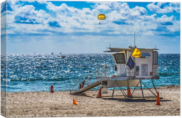 Lifeguard Station Beach Blue Ocean Fort Lauderdale Florida Canvas Print by William Perry