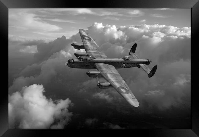 Lancaster PH-D in flight B&W version Framed Print by Gary Eason