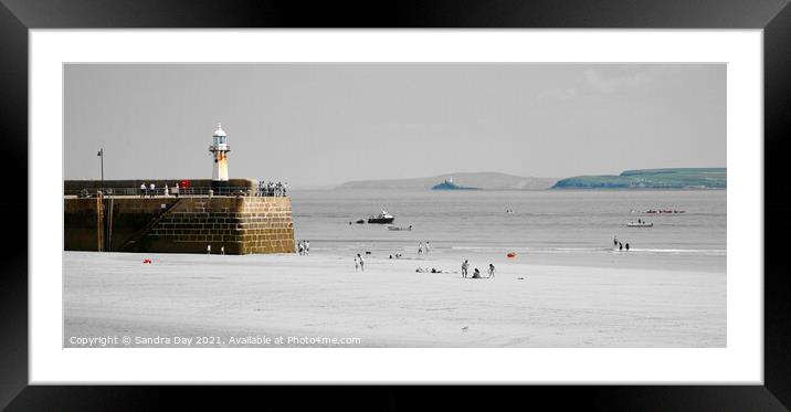 St Ives Cornwall Art Panoramic Framed Mounted Print by Sandra Day