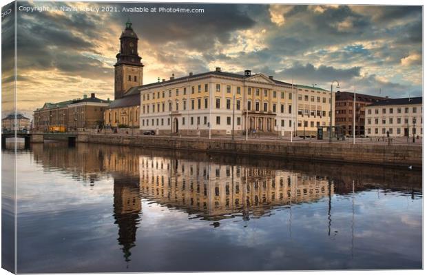 Gothenburg Town Square Reflection Canvas Print by Navin Mistry
