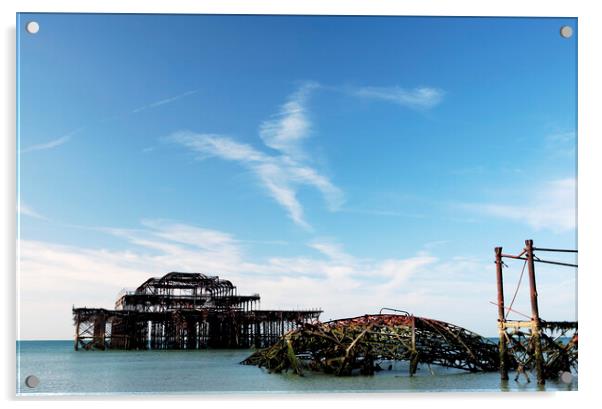 Ruins of Brighton West Pier, Brighton, Sussex Acrylic by Neil Overy