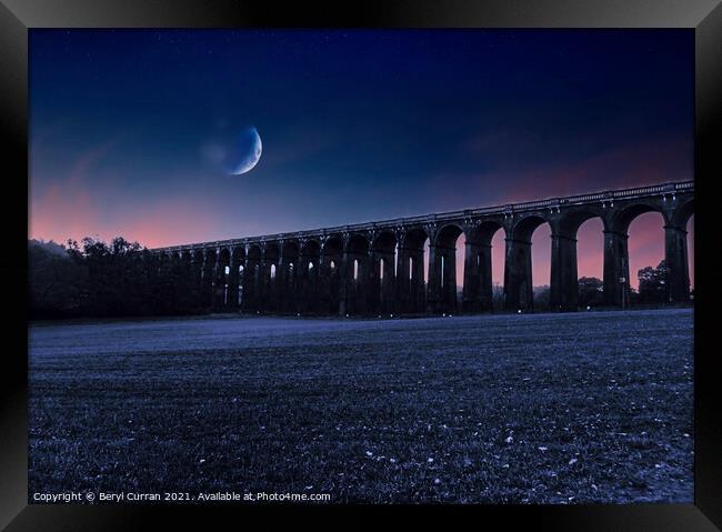 Balcombe Viaduct nighttime  Framed Print by Beryl Curran
