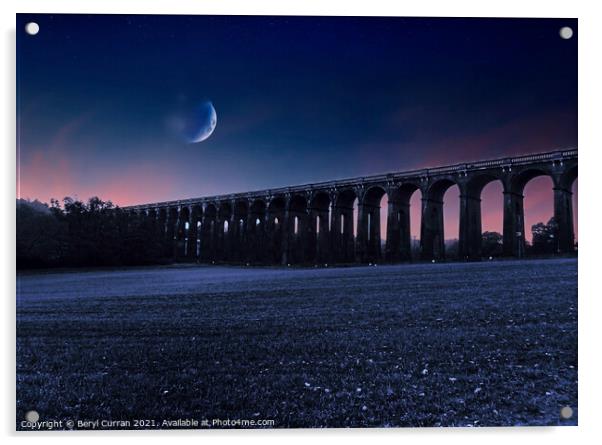 Balcombe Viaduct nighttime  Acrylic by Beryl Curran