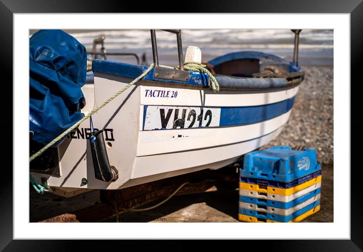 Fishing boat on Cromer beach Framed Mounted Print by Chris Yaxley