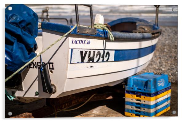 Fishing boat on Cromer beach Acrylic by Chris Yaxley