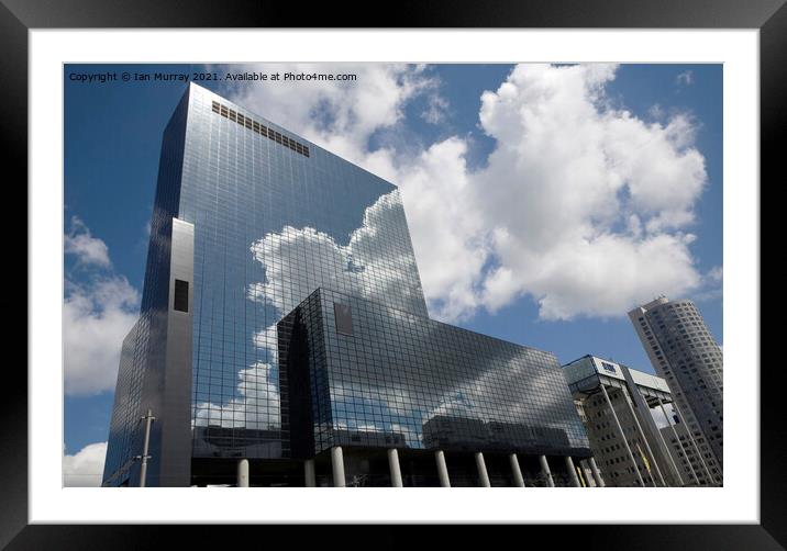 Clouds and modern offices in Rotterdam Framed Mounted Print by Ian Murray