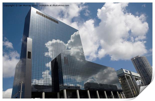 Clouds and modern offices in Rotterdam Print by Ian Murray