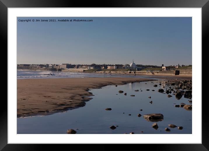 The beach at Whitley Bay, North Tyneside Framed Mounted Print by Jim Jones