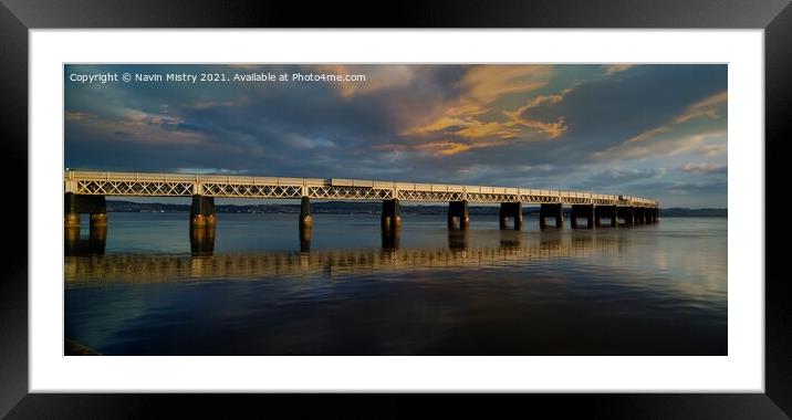Tay Bridge, Dundee Panoramic Framed Mounted Print by Navin Mistry